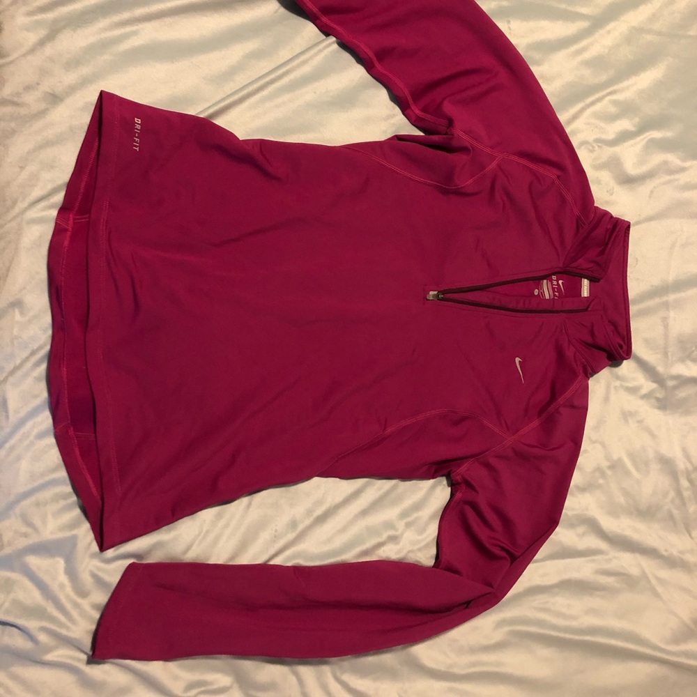 Nike dry-fit rubbing quarterzip, pink, size small